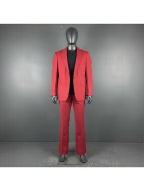 VTG Pagano West Suit Mens 42R Red Maroon Poly Gab 34" Waist NWT USA